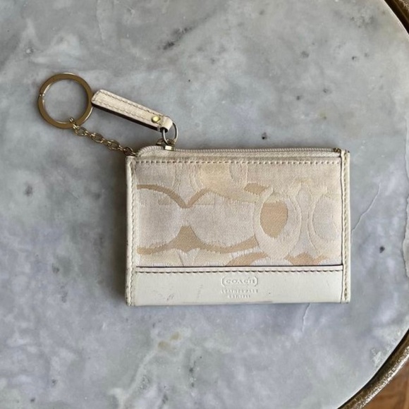 Coach Bags Coach Leatherware Cream Mini Keychain Wallet Poshmark